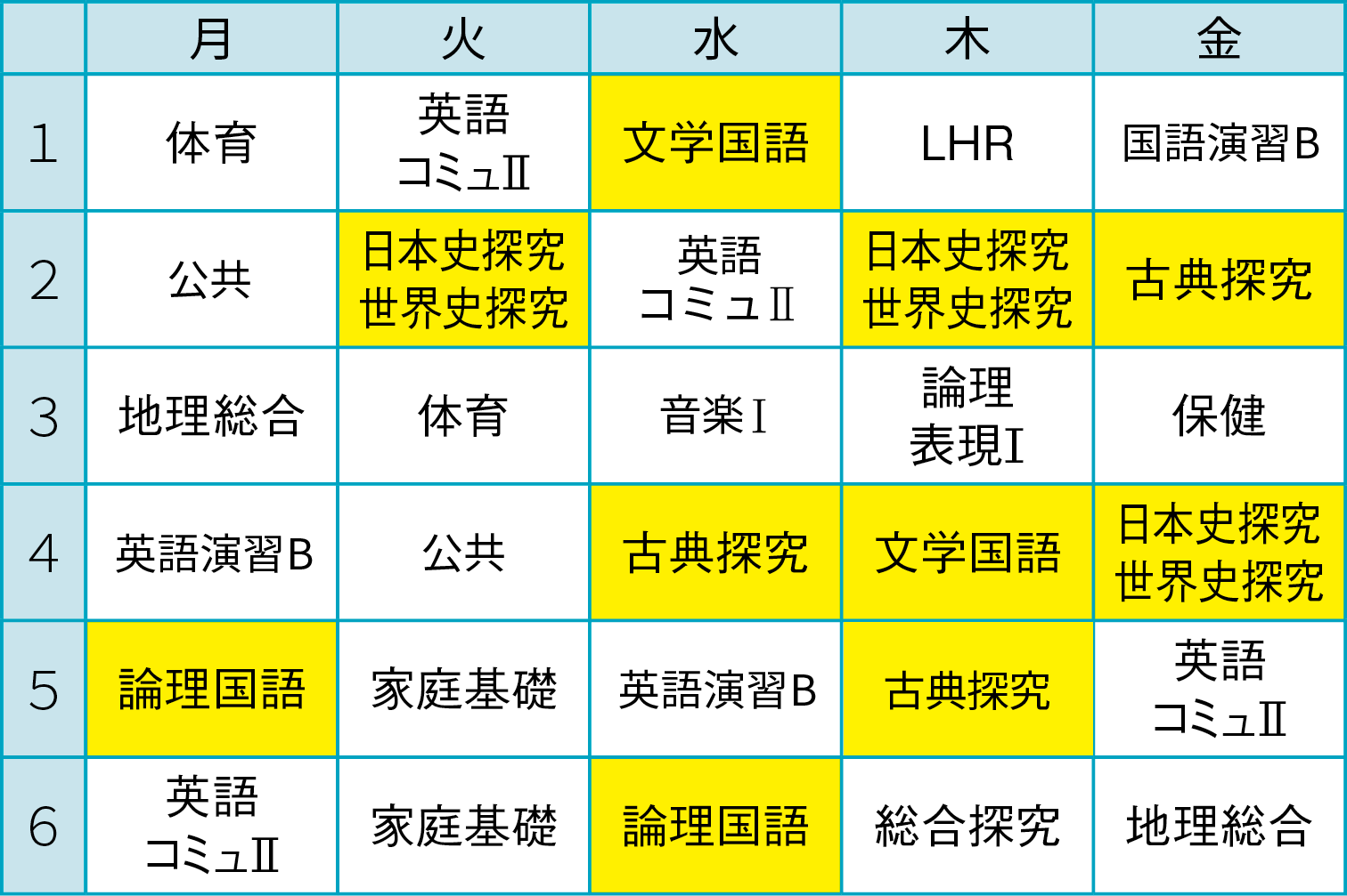 文系時間割